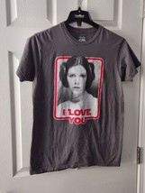 Star Wars Princess Leia *I Love You* Gray T-Shirt Disney Parks Size Medium  - $14.84