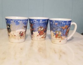 3x Snowman Christmas Coffee Mug Cup Set Of 3 - $12.43