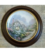 THOMAS KINKADE Collector Plate CHANDLER&#39;S COTTAGE WITH WOODEN FRAME - £42.66 GBP