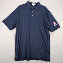 Peter Millar Summer Comfort Men&#39;s L Polo Shirt Navy Blue Shelco Patch Sh... - $22.00