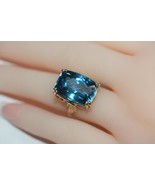 10K Cocktail Ring with18 x 13mm = 16.00 CT Cushion Cut London Blue Topaz... - £481.34 GBP