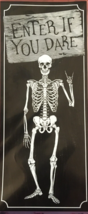 Halloween Plastic Door Cover 30&quot; x 72&quot; Black Skeleton ENTER IF YOU DARE Scary - £6.37 GBP