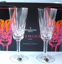 Waterford Lismore Crystal Champagne Flute 2 PC. 60th Anniversary 7.25&quot;H NEW - £108.84 GBP