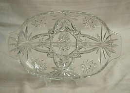 Prescut Clear EAPC Anchor Hocking 10&quot; 2 Part Relish Dish Star &amp; Fan Designs MCM - £15.79 GBP