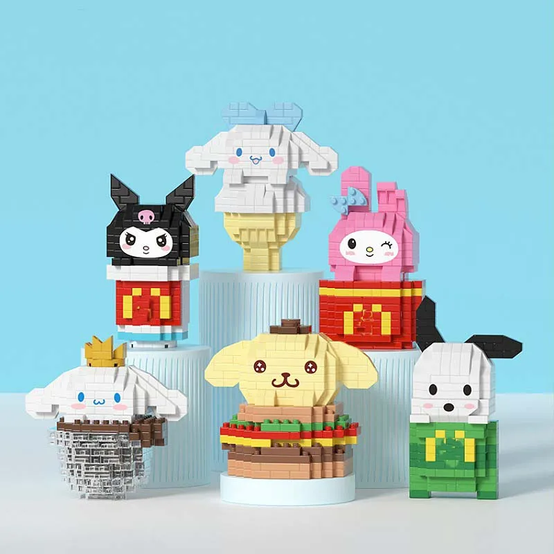 Sanrio Micro Building Blocks Summer Food Pochacco Kuromi Melody Cinnamoroll DIY - £12.87 GBP+