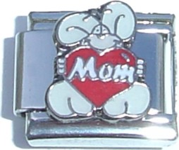 Mom On Heart Bunny Italian Charm - £7.09 GBP