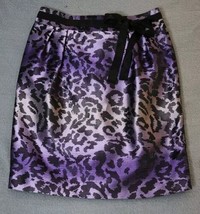 Peter Nygard Lined Skirt Womens Sz 8 Purple Ombre Black Animal Print Pencil Bow - £16.04 GBP
