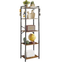 Bookshelf, 5-Tier Ladder Shelf Organizer, Narrow Shelving Unit, Corner Storage R - £66.57 GBP
