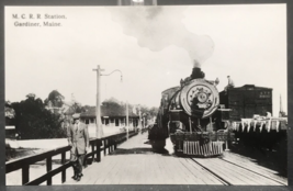 RPPC Maine Central Railroad Station MEC Gardiner ME Maine Real Photo Pos... - £9.43 GBP