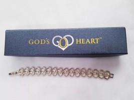 God&#39;s Heart Two-Tone Bracelet 7.5&quot;, Locking Clasp. VG Cond. - £9.19 GBP