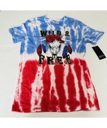 Womens XS 1  Wild &amp; Free  Shirt red white and blue tye dye 4th of July L... - £10.24 GBP
