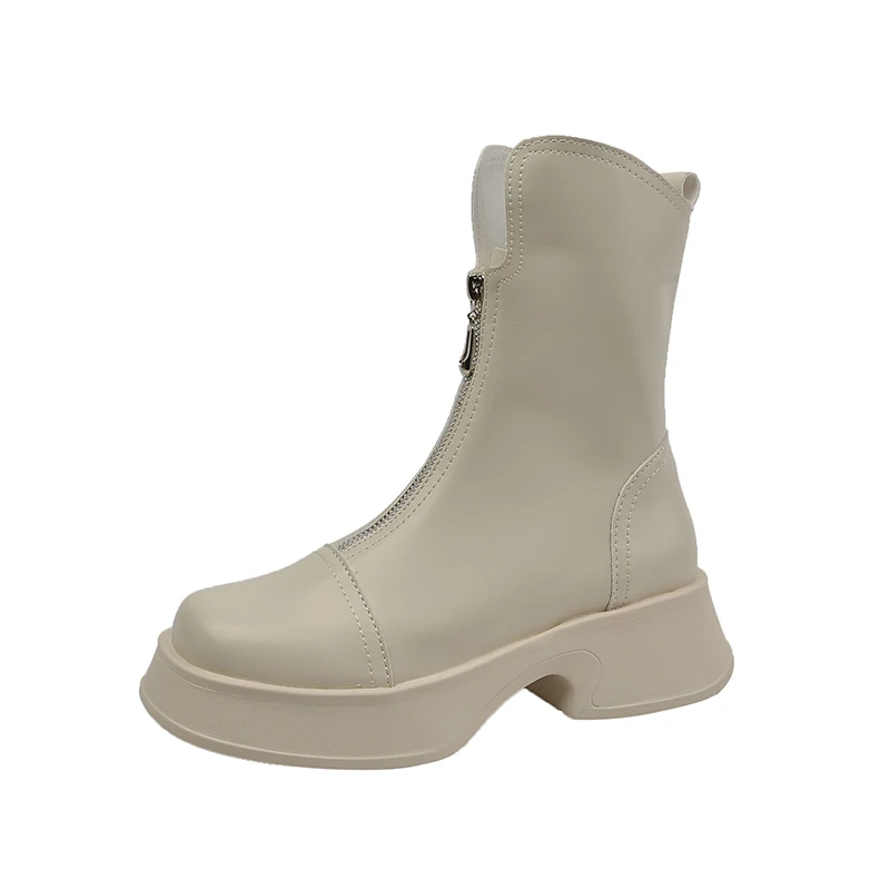 2024 Winter Shoes Thick Sole Women Ankle Boots Fashion Square Toe Zippers Ladies - £187.42 GBP