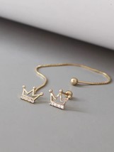 10ct Solid Gold Asymmetric Princess Disco Chain Stud Earrings - crown, 9k, 10k - £130.59 GBP