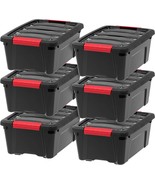 Iris Usa 13 Qt Stackable Plastic Storage Bins With Lids, 6 Pack -, Black - $44.99