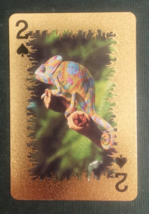 Animal-Themed Golden Foil PVC Mini Playing Card Chameleon 2 Spades - $1.84