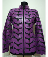 Plus Size Purple Leather Leaf Jacket Women All Colors Sizes Genuine Zip ... - £179.20 GBP
