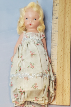 Nancy Ann Story Book Bisque Doll Blonde Jointed Arms 5.5" Rosebud Dress Vintage - $27.67