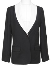 ELIZABETH AND JAMES Black Blazer Jacket White Collar Long Sleeve Sz 4 - £94.70 GBP