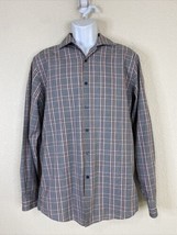 Van Heusen Men Size 15-15.5 Gray Check Button Up Shirt Long Sleeve Slim Fit - £4.94 GBP