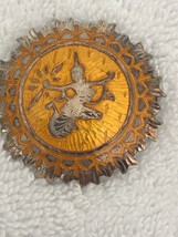 Vintage Brooch SIAM Sterling Silver enameled pin gold color ornate pendant - £33.58 GBP