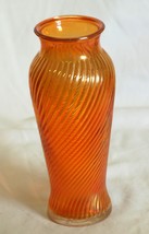 Jeannette Marigold Carnival Swirl Glass Vase Vintage 60&#39;s b - £17.40 GBP