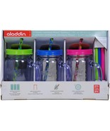 Aladdin 3 Classic Mason Jar Tumblers w/Straws &amp; Lids Green Blue Pink 20 Oz - €60,34 EUR