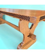 Handmade Rustic Farmhouse Solid Oak Wood Dining Trestle Bench Table 4&#39; L... - €556,26 EUR