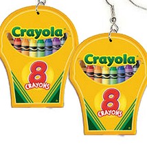 Funky Big Crayola Crayon Box Earrings Art Drawing School Teacher Costume Jewelry - £7.08 GBP