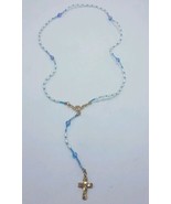 Vintage Faux Pearl, Blue Plastic Bead and Goldtone Rosary - Very Pretty EUC - $149.81 MXN