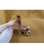 Y-LLA-SI-47) baby red LLAMA carving SOAPSTONE stone PERU FIGURINE I love... - $11.78 CAD
