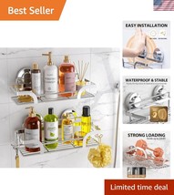 2-Pack No-Drill Shower Caddy with Heavy Duty Suction Cups - Silver Metal... - $47.00
