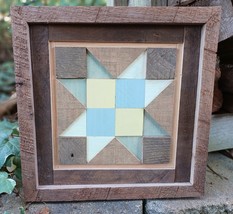 Wood Block Wall Art/Small Wood Quilt Square/Wall Decor Barnwood Quilt/12x12 Quil - £45.08 GBP