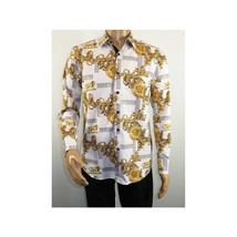 Men Sports Shirt by DE-NIKO Long Sleeves Fashion Print Soft Modal DSA125 White image 7