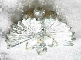 Fabulous Art Moderne Large Crystal Acrylic Rhinestone Brooch 1980s vint. 3 1/2&quot; - £11.21 GBP