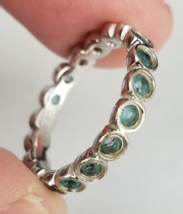 size 7 sterling silver &amp; aquamarine ring gemstone "QG" ESTATE SALE - $36.99