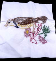 Montana Bird Embroidered Quilted Square Frameable Art State Needlepoint Vtg - $27.90