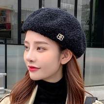 New Cashmere Beret Cap Autumn Winter Korean Version Outdoor Warm Women's Solid C - $190.00