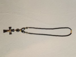 AWS Hematite Necklace With Cross Pendant NON GMO Seeds - $7.50