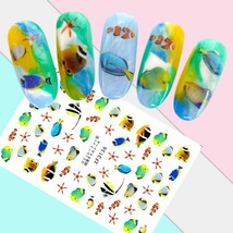 Nail Art 3D Stickers Design Decoration Tips Self Adhesive Tropical Fish XF3136 - £2.63 GBP