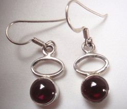 Round Garnet 925 Sterling Silver Earrings Small you&#39;ll receive exact pair - £8.44 GBP