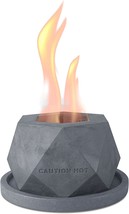 Kante Concrete Tabletop Fire Pit with 6&quot; Dark Gray Base, Ethanol, Rock Style - £34.36 GBP
