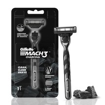 2x Gillette Mach3 Charcoal Shaving Razor for Men Enhanced Lubrastrip cle... - £17.58 GBP