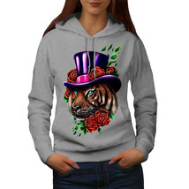 Wellcoda Tiger Flower Hat Animal Womens Hoodie,  Casual Hooded Sweatshirt - £29.12 GBP