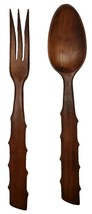 Wood Fork And Spoon Salad Serving 2 Piece Set Kitechen Utensils 11.75&quot; Long - $28.74