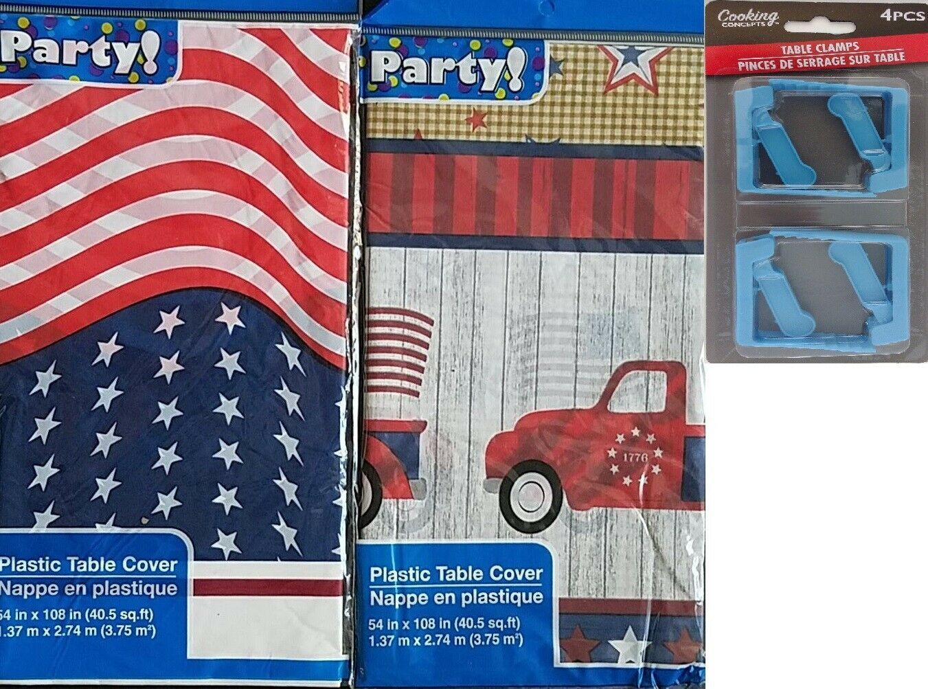 Patriotic Picnic Table Covers Tablecover Cover &amp; Clamps S21, Select: Ite... - $2.99