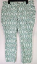 NYDJ Pants Womens 18 Green white Paisley Print Curvy Lift Tuck Skinny Leg - £26.28 GBP