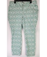 NYDJ Pants Womens 18 Green white Paisley Print Curvy Lift Tuck Skinny Leg - £26.40 GBP