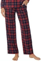 Nautica Womens Silky Fleece Side Pockets Pajama Pants,Red Plaid,X-Large - £29.59 GBP