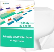 Glossy Sticker Paper Printable Vinyl For Inkjet Printer, 80 Sheets Labels - £28.83 GBP