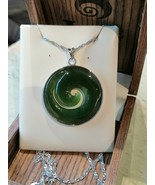 New zealand traditional Jade Koru silver large pendant / necklace 32mm - $129.00